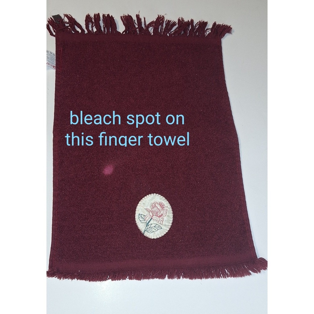 Cannon Vintage Burgundy Towel Set 4pc Pink Rose Floral Applique Cotton Canada - Picture 11 of 16